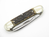 Vtg 1996 Bulldog Brand Solingen Pit Bull Canoe Folding Pocket Knife Bone