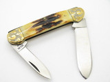 1980 Case XX 52131 Canoe 2 Blade Stag Folding Pocket Knife Gold Scroll
