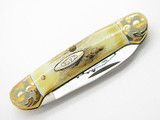 1980 Case XX 52131 Canoe 2 Blade Stag Folding Pocket Knife Gold Scroll