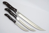 VINTAGE BUCK EMPRESS TRIO ROYALTY 440C CUSTOM KITCHEN KNIFE CHEF CARVER PARING SET