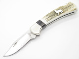 Custom Buck 112 Ranger Howling Wolf Elk Stag & Mirror Bld Folding Hunter Knife