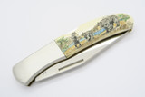 Vintage Kershaw Kai 4200 Seki Japan Karst Bear Scrimshaw Folding Pocket Knife