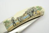 Vintage Kershaw Kai 4200 Seki Japan Karst Bear Scrimshaw Folding Pocket Knife