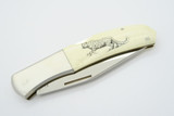 Vintage Kershaw Kai 4200 Seki Japan Cheetah Scrimshaw Lockback Folding Pocket Knife