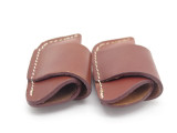 Lot of 2 - Brown Side Draw Stockman Trapper Folding Pocket Knife Sheath Case