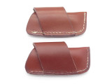 Lot of 2 - Brown Side Draw Stockman Trapper Folding Pocket Knife Sheath Case