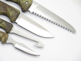 Coleman 5006 Camo 4 Knife Field Game Hunting Skinning Deer Combo Fixed Knife Set