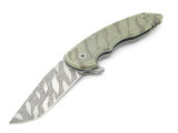 Jake Hoback A8 Slimline Tiger Stripe Custom Framelock Tanto Folding Pocket Knife
