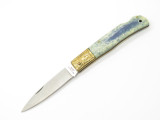 Vtg Parker Seki Japan Folding Lockback Pocket Knife Blue Bone Handle