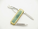 Vtg Parker Big Horn Seki Japan Green Marbled Gentleman Folding Pocket Knife