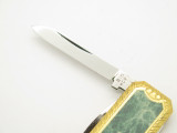 Vtg Parker Big Horn Seki Japan Green Marbled Gentleman Folding Pocket Knife