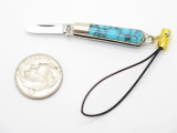 Vtg Mamoru Katoh Seki Japan Miniature Key Chain B Turquoise Folding Pocket Knife