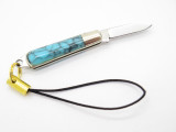 Vtg Mamoru Katoh Seki Japan Miniature Key Chain B Turquoise Folding Pocket Knife