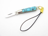 Vtg Mamoru Katoh Seki Japan Miniature Key Chain B Turquoise Folding Pocket Knife
