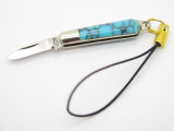 Vtg Mamoru Katoh Seki Japan Miniature Key Chain B Turquoise Folding Pocket Knife