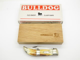 Vtg Old Smoky OS-23 Pakistan Bone Bulldog Clasp Folding Hunter Pocket Knife