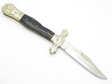 Vtg Old Smoky OS-37 Williamsburg Horn Handle Folding Bowie Hunter Lockback Knife