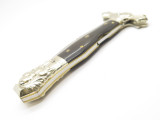 Vtg Old Smoky OS-37 Williamsburg Horn Handle Folding Bowie Hunter Lockback Knife