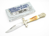 Vtg Old Smoky Pakistan OS-36 Williamsburg Bone Stag Folding Bowie Lockback Knife
