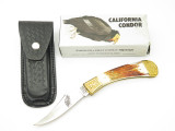 Vtg Parker Imai KF-540 Seki Japan Wildlife Condor Stag Bone Folding Hunter Knife