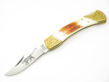 Vtg Parker Imai KF-139 Seki Japan Wildlife Lion Bone Stag Folding Hunter Knife