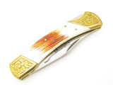 Vtg Parker Imai KF-139 Seki Japan Wildlife Lion Bone Stag Folding Hunter Knife
