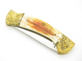 Vtg Parker Imai KF-116 Seki Japan Wildlife Sheep Bone Stag Folding Hunter Knife