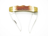 Vtg Parker Imai KF-236 Seki Japan Wildlife Wolf Folding Hunter Longhorn Knife