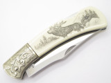 Gutmann Explorer G. Sakai Seki Japan Folding Lockback Pocket Knife Scrimshaw Elk