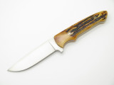 Custom North Idaho USA Honey Jigged Bone 440C Fixed Blade Hunting Knife