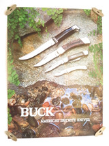 Vtg Buck 105 110 301 525 Fixed Folding Knife Promotional Advertising Poster