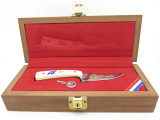 Vtg 1984 Olympics Schrade 152 Sharpfinger Gold Etch US Shooting Team Fixed Knife