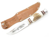 Vtg Kissing Crane 715 Buffalo Rostfrei German Stag Fixed 5" Blade Hunting Knife