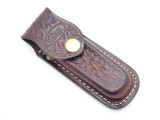 VINTAGE CASE XX 4.5" BASKETWEAVE MAROON LEATHER FOLDING HUNTER POCKET KNIFE SHEATH