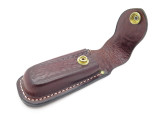 VINTAGE CASE XX 4.5" BASKETWEAVE MAROON LEATHER FOLDING HUNTER POCKET KNIFE SHEATH