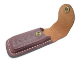 VINTAGE CASE XX 5" BASKETWEAVE BROWN LEATHER FOLDING HUNTER POCKET KNIFE SHEATH