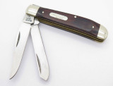 LL Bean Buck 382 Medium Trapper Double 2 Blade Folding Pocket Knife Wood Handle