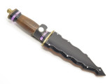 Vtg Kris Indonesian Stainless Fixed Blade Dagger Knife Leather Handle And Sheath