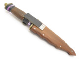 Vtg Kris Indonesian Stainless Fixed Blade Dagger Knife Leather Handle And Sheath