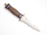 Vtg Kris Indonesian Stainless Fixed Blade Dagger Knife Leather Handle And Sheath