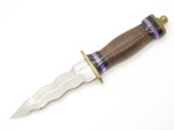Vtg Kris Indonesian Stainless Fixed Blade Dagger Knife Leather Handle And Sheath