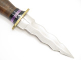 Vtg Kris Indonesian Stainless Fixed Blade Dagger Knife Leather Handle And Sheath