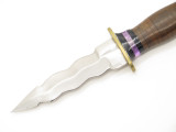 Vtg Kris Indonesian Stainless Fixed Blade Dagger Knife Leather Handle And Sheath