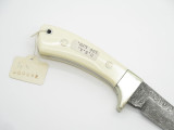 Vtg Custom Seki Japan 1/1 Wht Micarta Parker Damascus Fixed Blade Hunting Knife