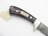 Vtg Custom Seki Japan 1/1 Burlwood Parker Damascus Fixed Blade Hunting Knife