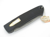 Vtg Beretta Bullet Seki Japan AUS-8 Rubber Folding Hunter Pocket Knife & Sheath