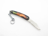 Vtg China Miniature Mini Gold Bird Scene 1.25" Key Chain Folding Pocket Knife