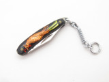 Vtg China Miniature Mini Gold Bird Scene 1.25" Key Chain Folding Pocket Knife