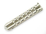 Vintage 1980s HR Seki Japan Custom Nickel Silver 5" Folding Balisong Butterfly Knife