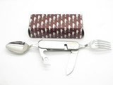 Vtg Seki Japan Large Stainless Hobo Scout Camp Fork Spoon Folding Pocket Knife